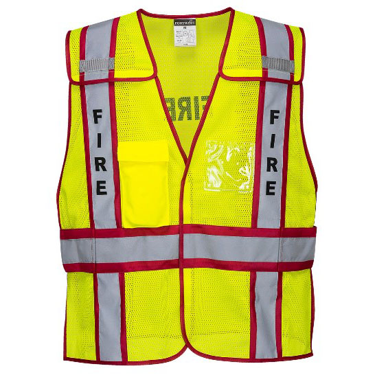 Bright Yellow and Red Fire Public Safety Vest