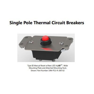 Series 19 Waterproof Single Pole Thermal Circuit Breakers